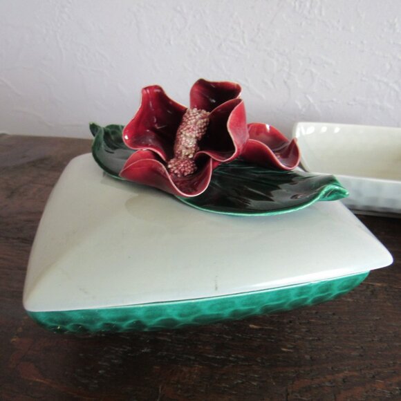 Set of 4 Floral Dishes with Interchangeable Lid Ceramical, USA - Picture 8 of 8